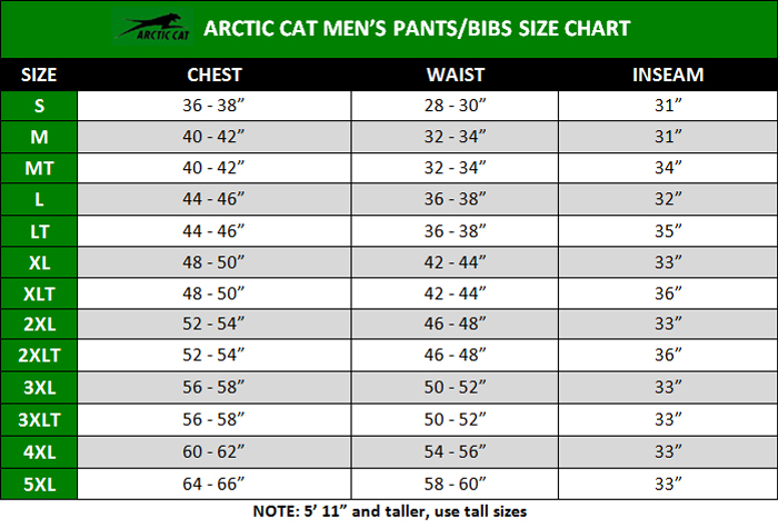 Arctic Size Chart