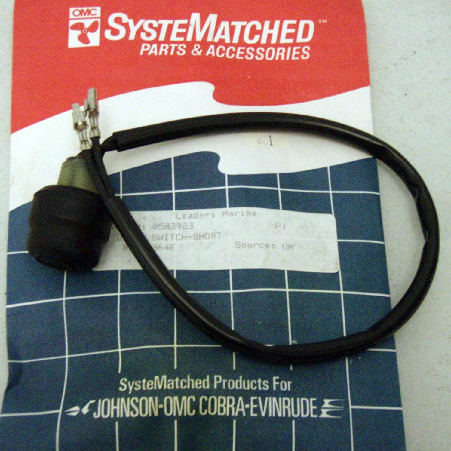Johnson/Evinrude/OMC New OEM Tiller Handle Stop/Kill Switch 583923, 0583923
