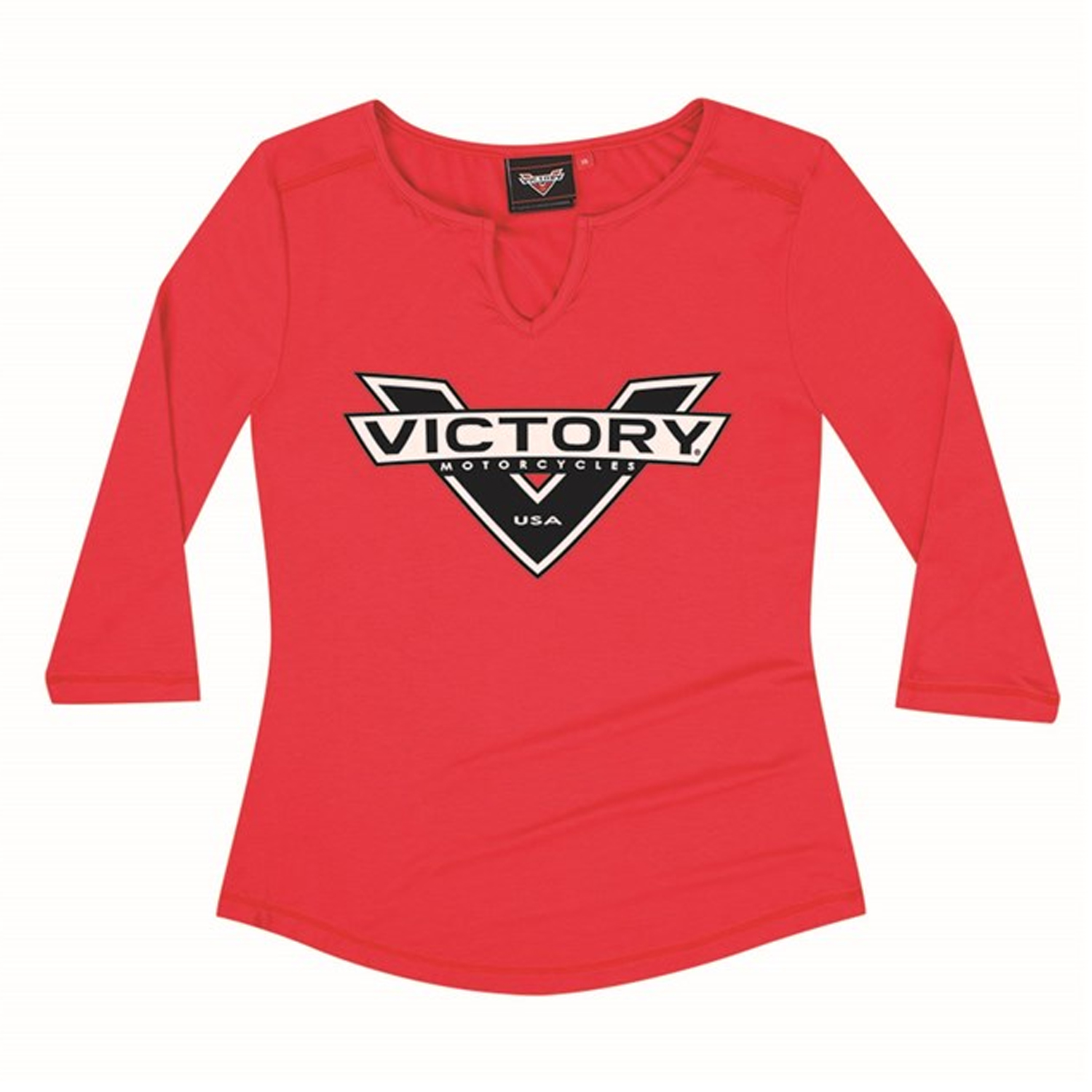 Victory Motorcycle New OEM Women's Red Badge 3 QTR Sleeve Shirt, 2XL