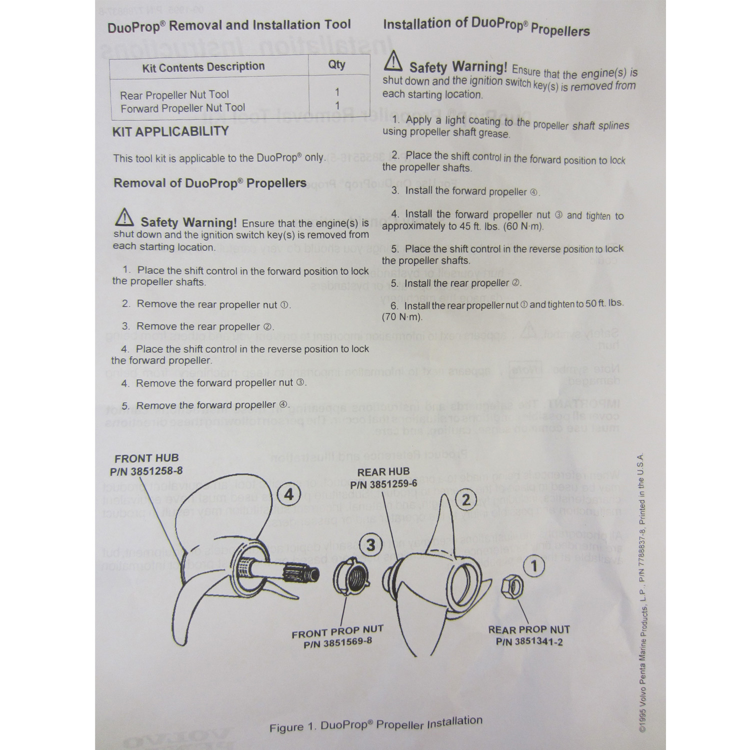 Volvo Penta OEM DPS Duo Prop Wrench Propeller Nut Installation Tool Kit
